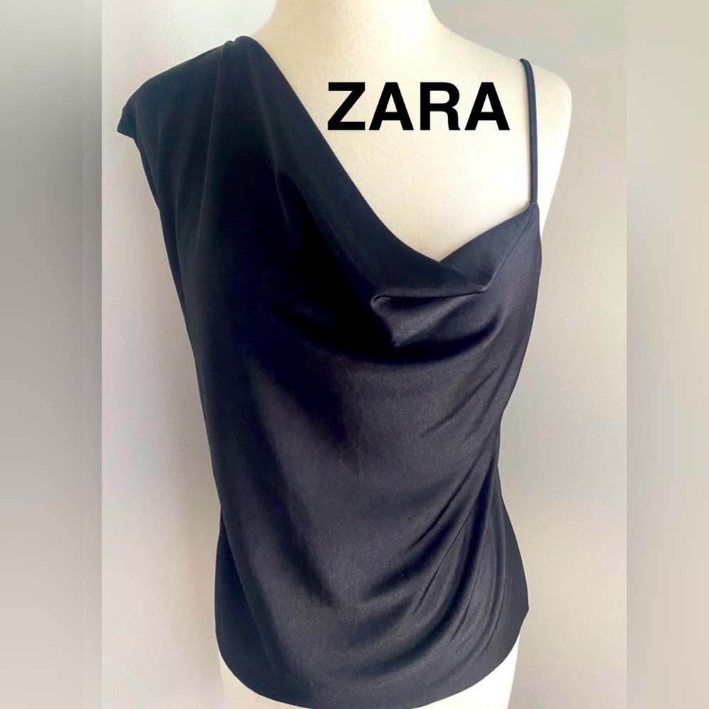 ZARA Black One-Shoulder Women's Top - Size M - EUC